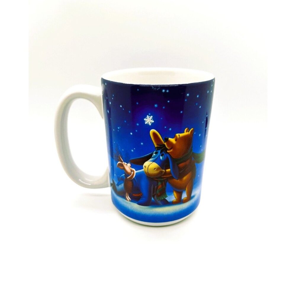 Disney Winnie The Pooh Eeyore Piglet Winter Snowflake Christmas Star Ceramic Mug - Picture 2 of 4